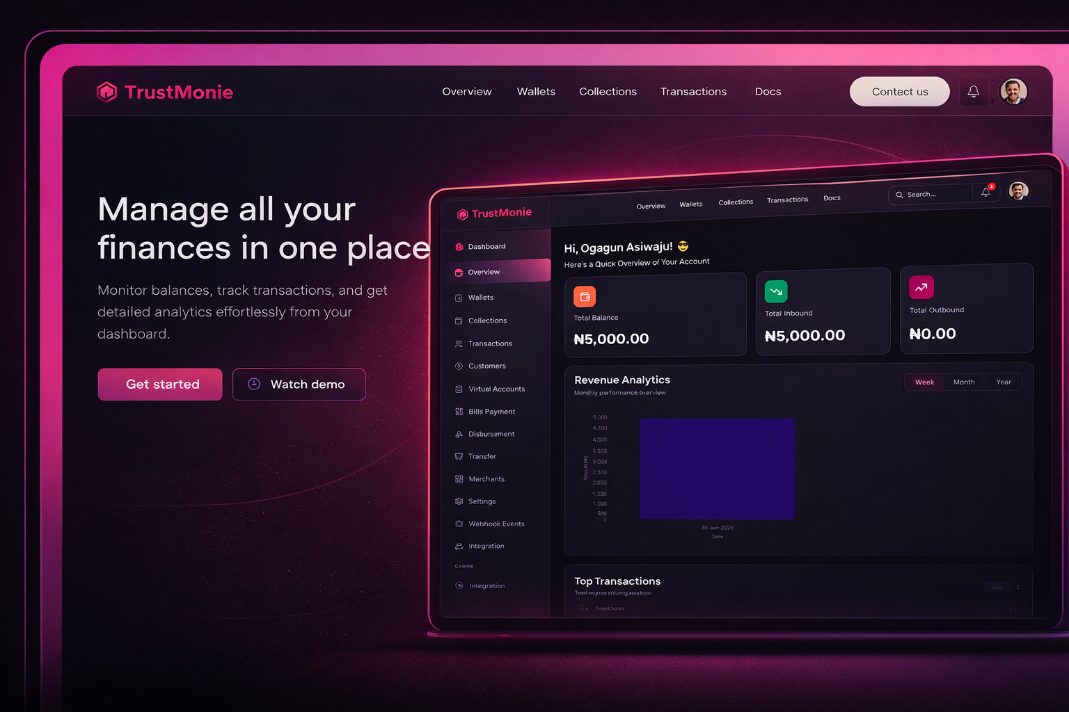 hero section showcase